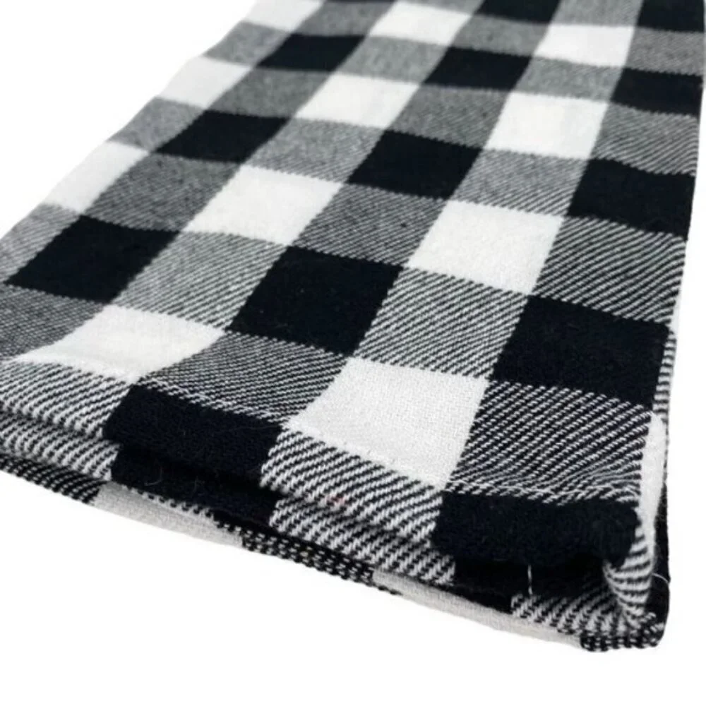 Black and White Buffalo Check Embroidered Holiday Kitchen Towel Set